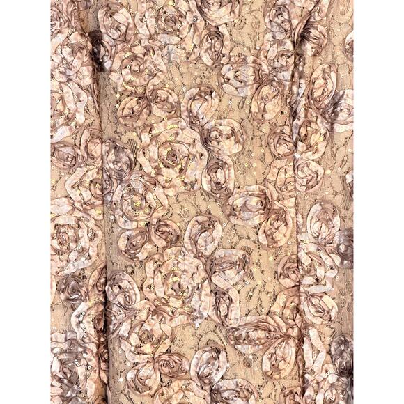 Alex Evenings Taupe Rosette Sequin Lace Short Sleeve Gown Size 18 Plus - Picture 4 of 8
